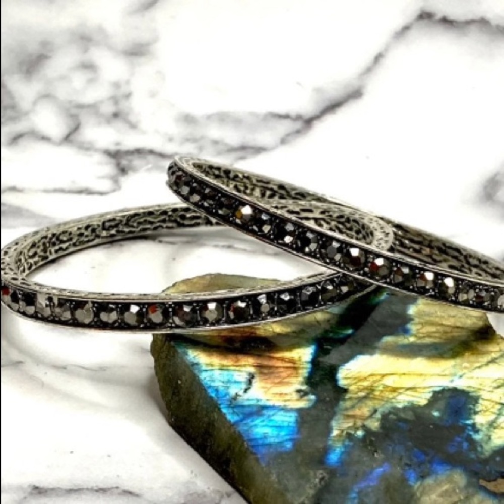 Two Bangle Set, Marcasite Look - Picture 4 of 6